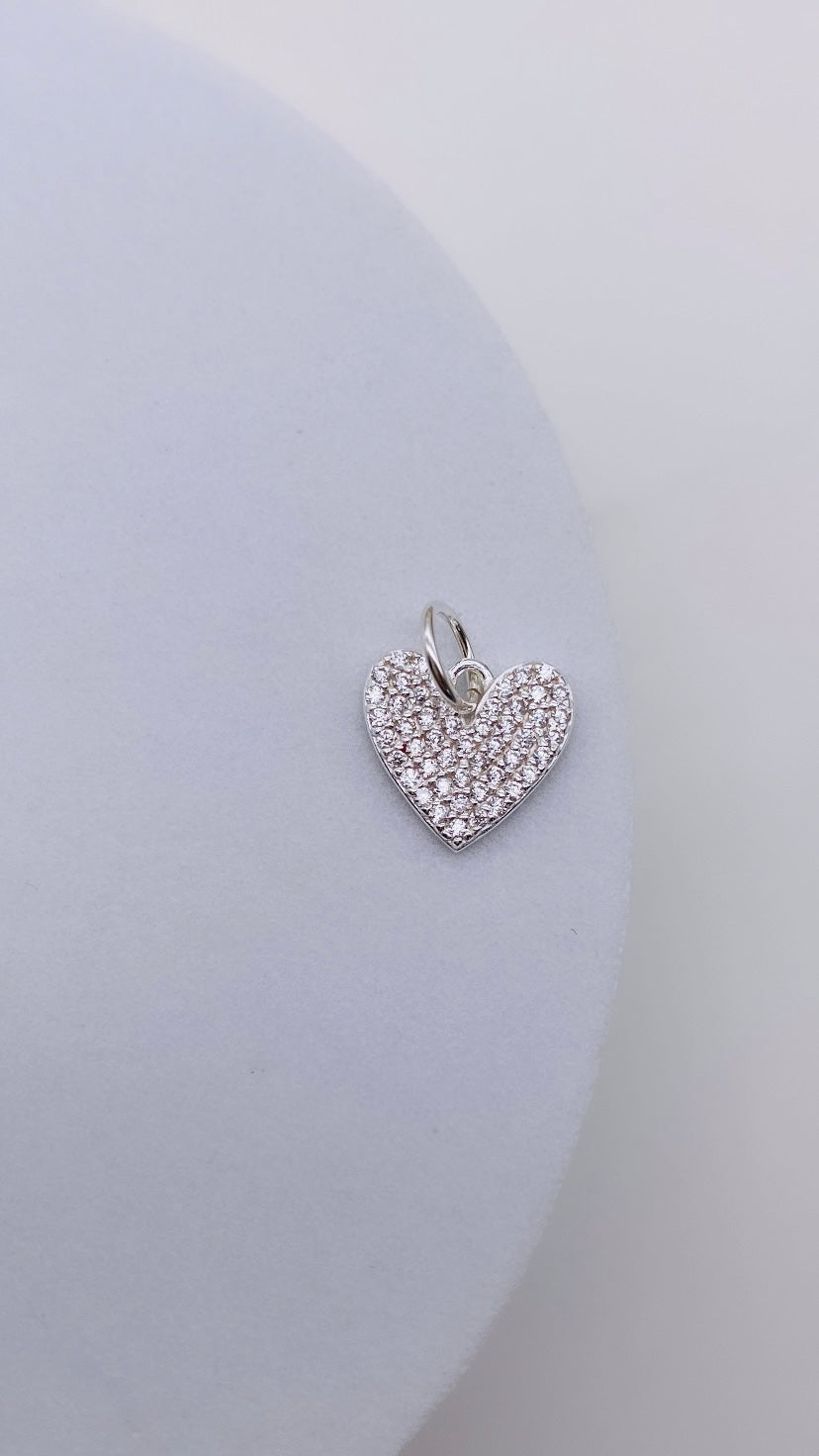Heart CZ Sterling Silver Charm