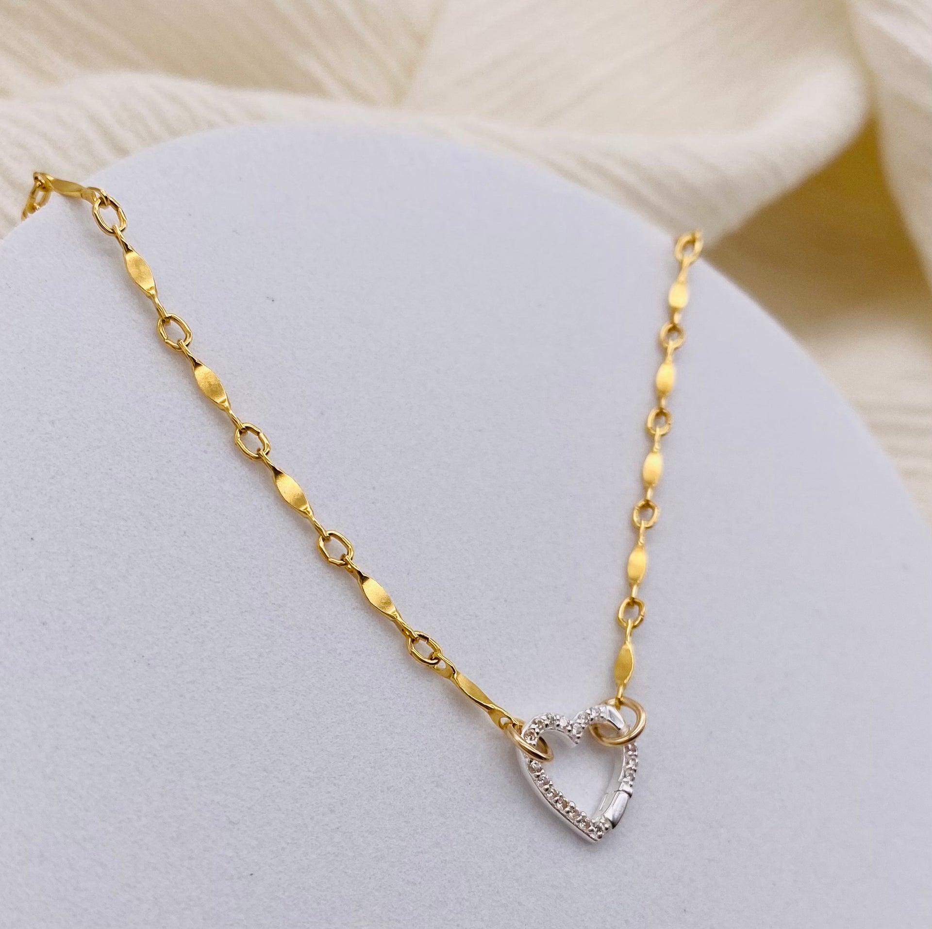 Heart CZ Charm Holder Necklace