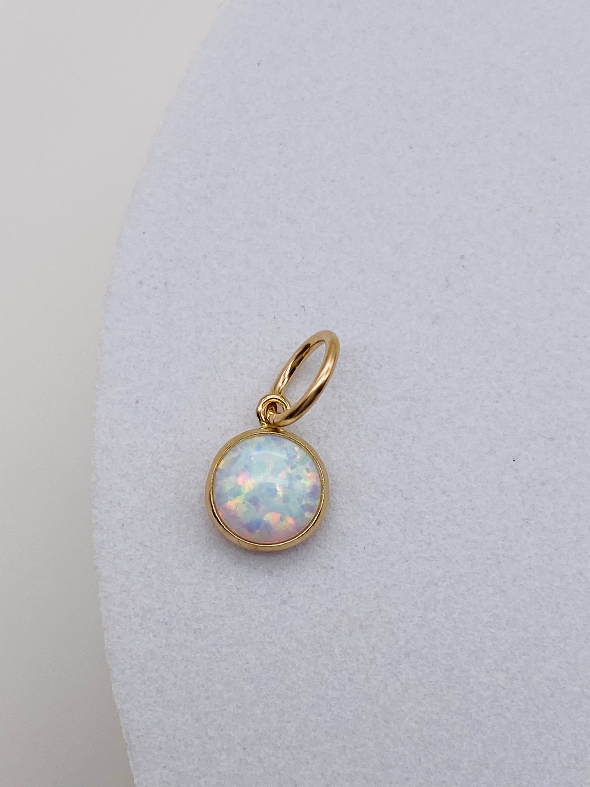 White Opal 6MM Charm