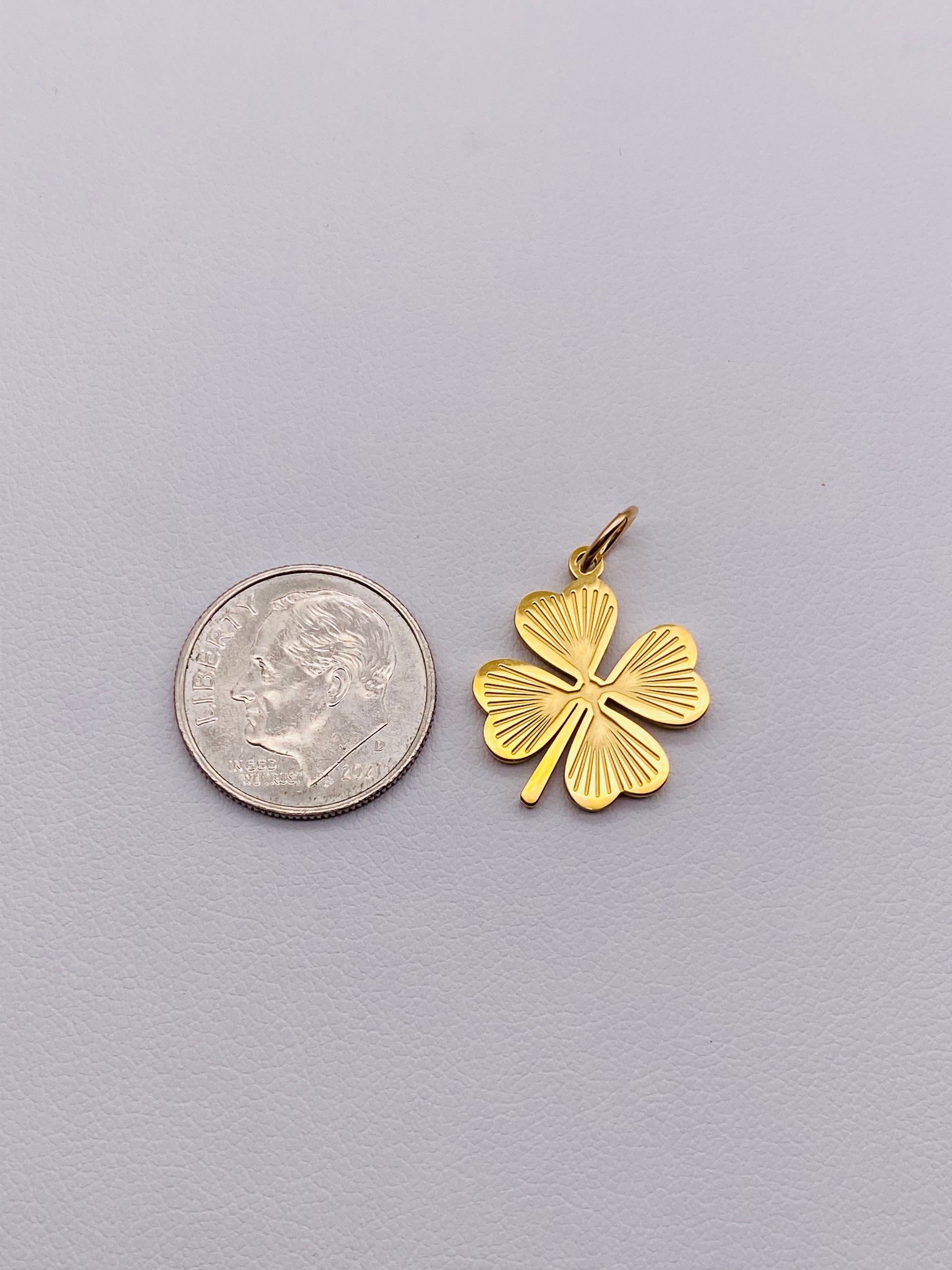 SUNBURST 4 LEAF CLOVER CHARM