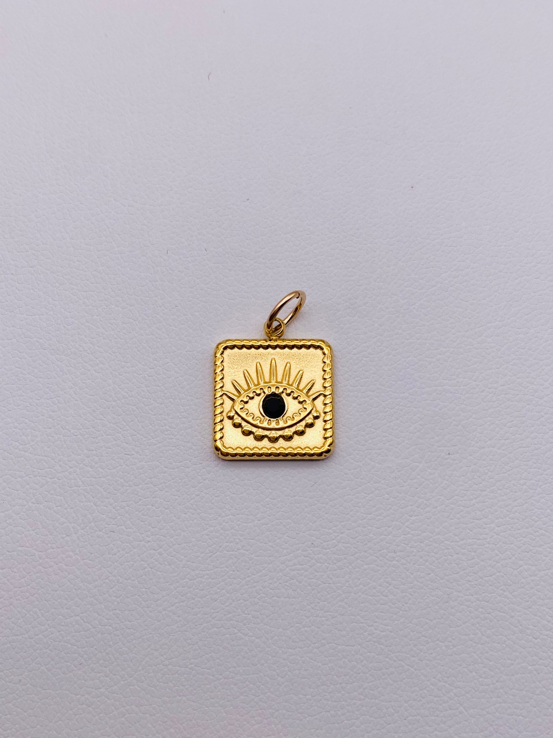 SQUARE EVIL EYE BLACK CRYSTAL CHARM