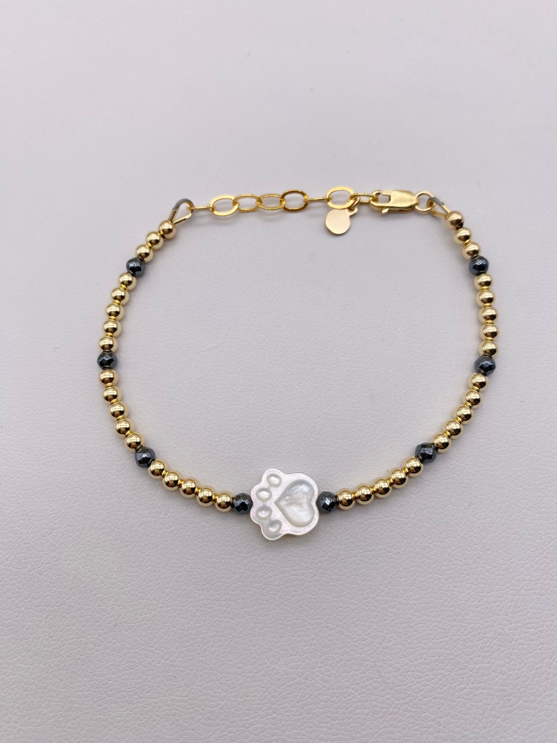 Dog Paw Mother of Pearl Bracelet