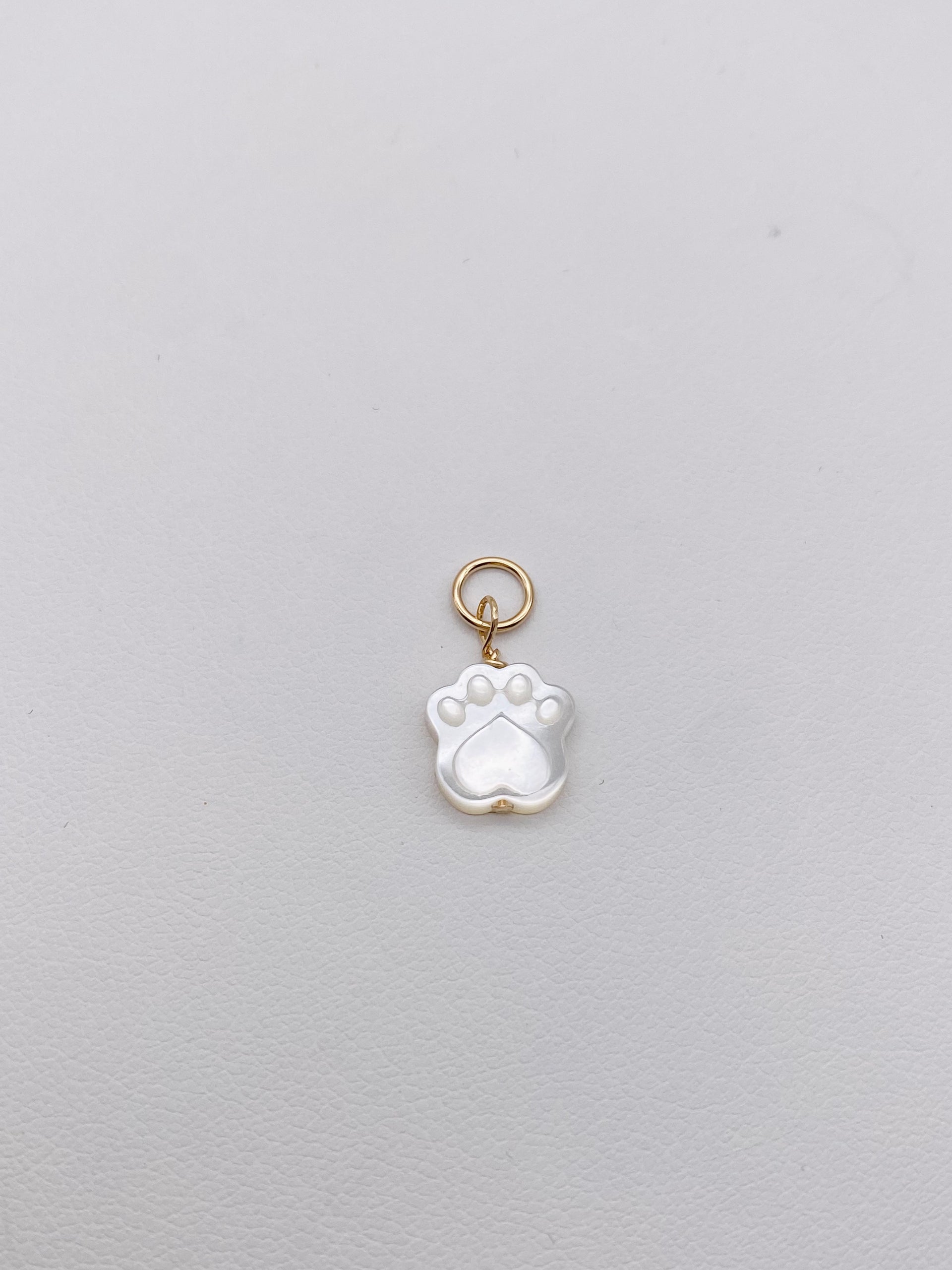 Paw Print Mother of Pearl Charm - Gold Filled