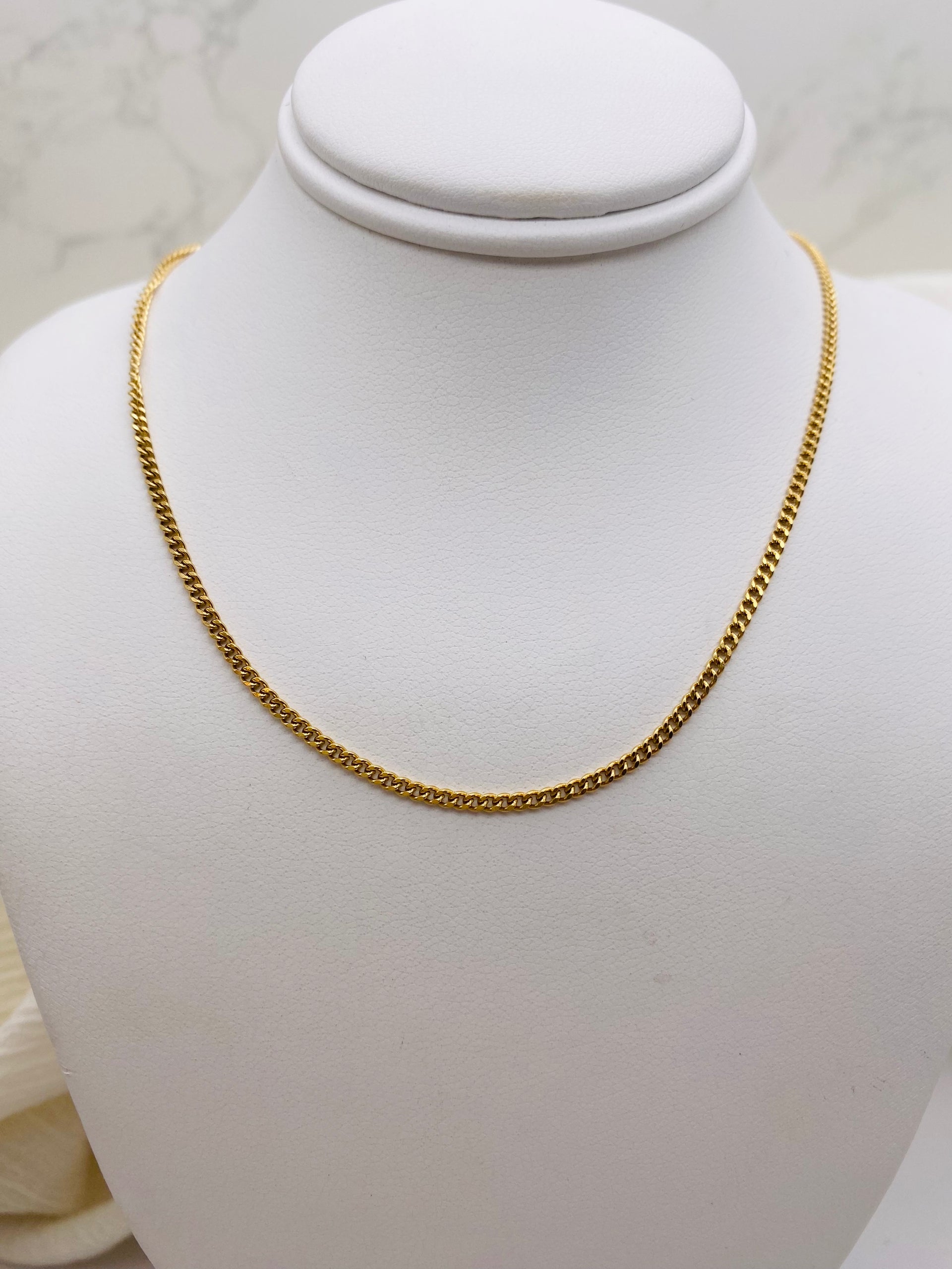 2MM Diamond Cut Curb Chain NECKLACE - 18 inches