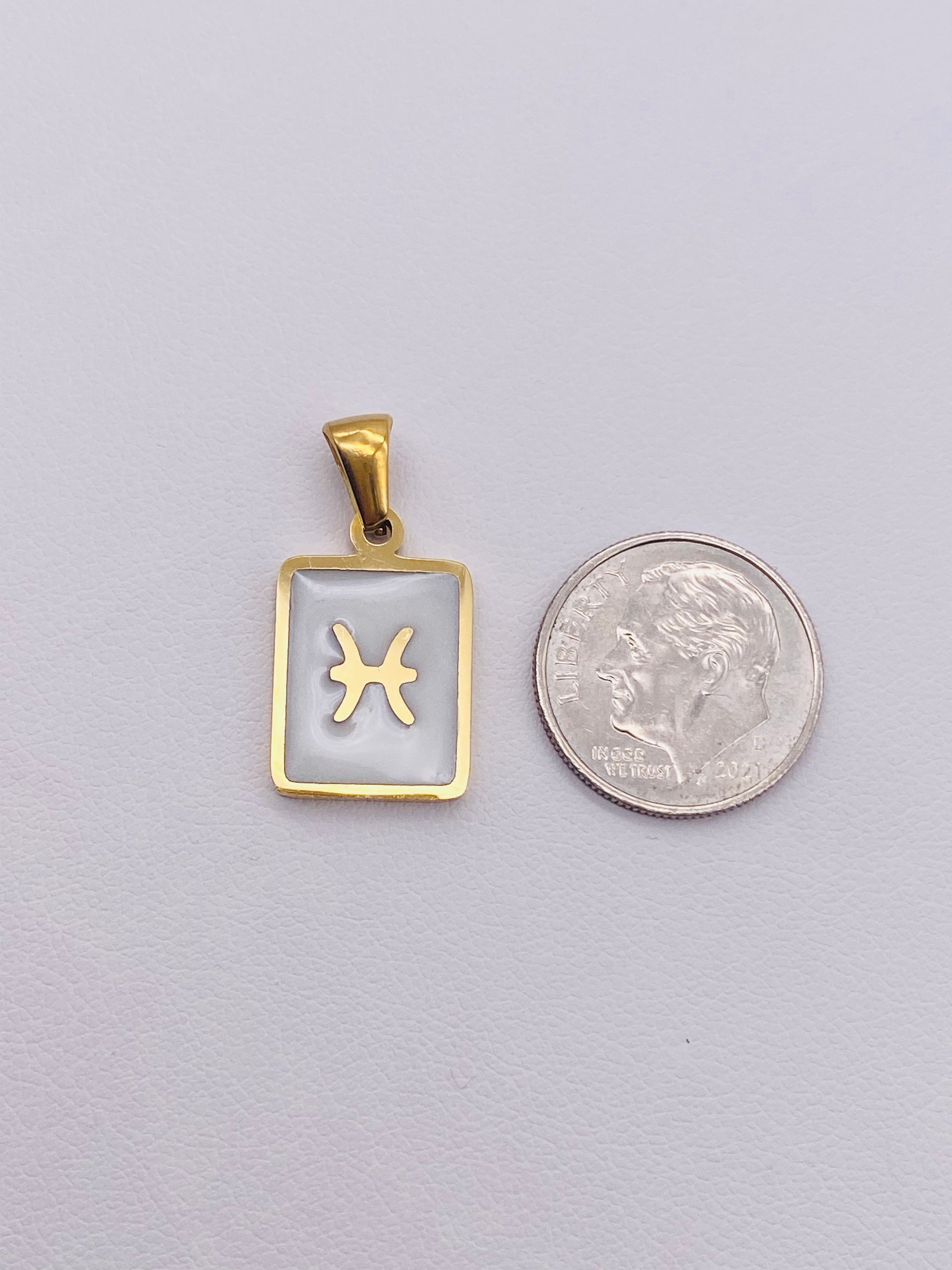 ZODIAC White Rectangle Charm