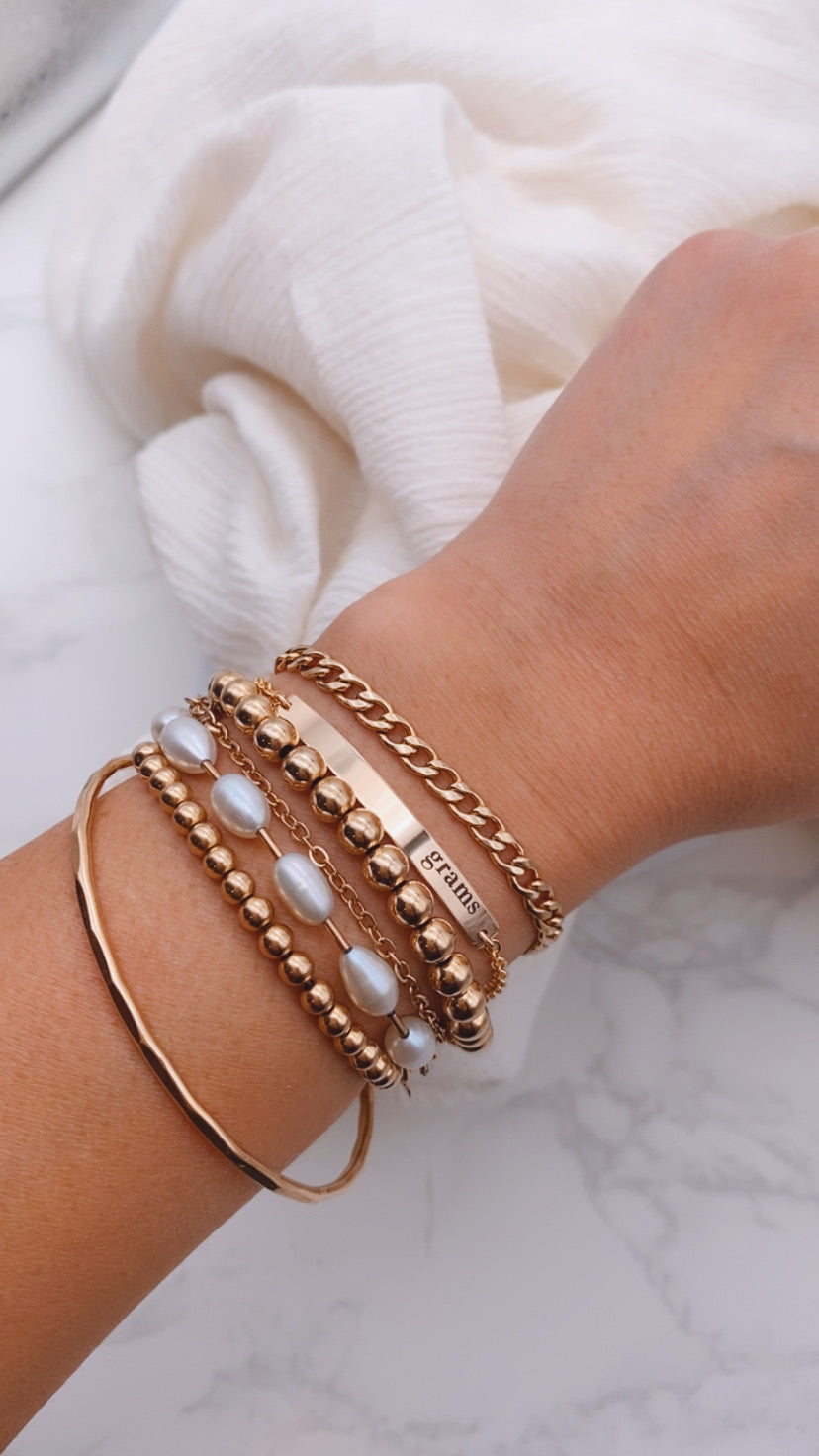 Thin Bar Bracelet - Customize - LASER ENGRAVED- Gold Filled