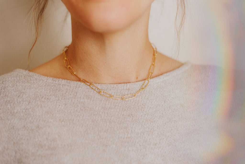 Hammered Paperclip Necklace