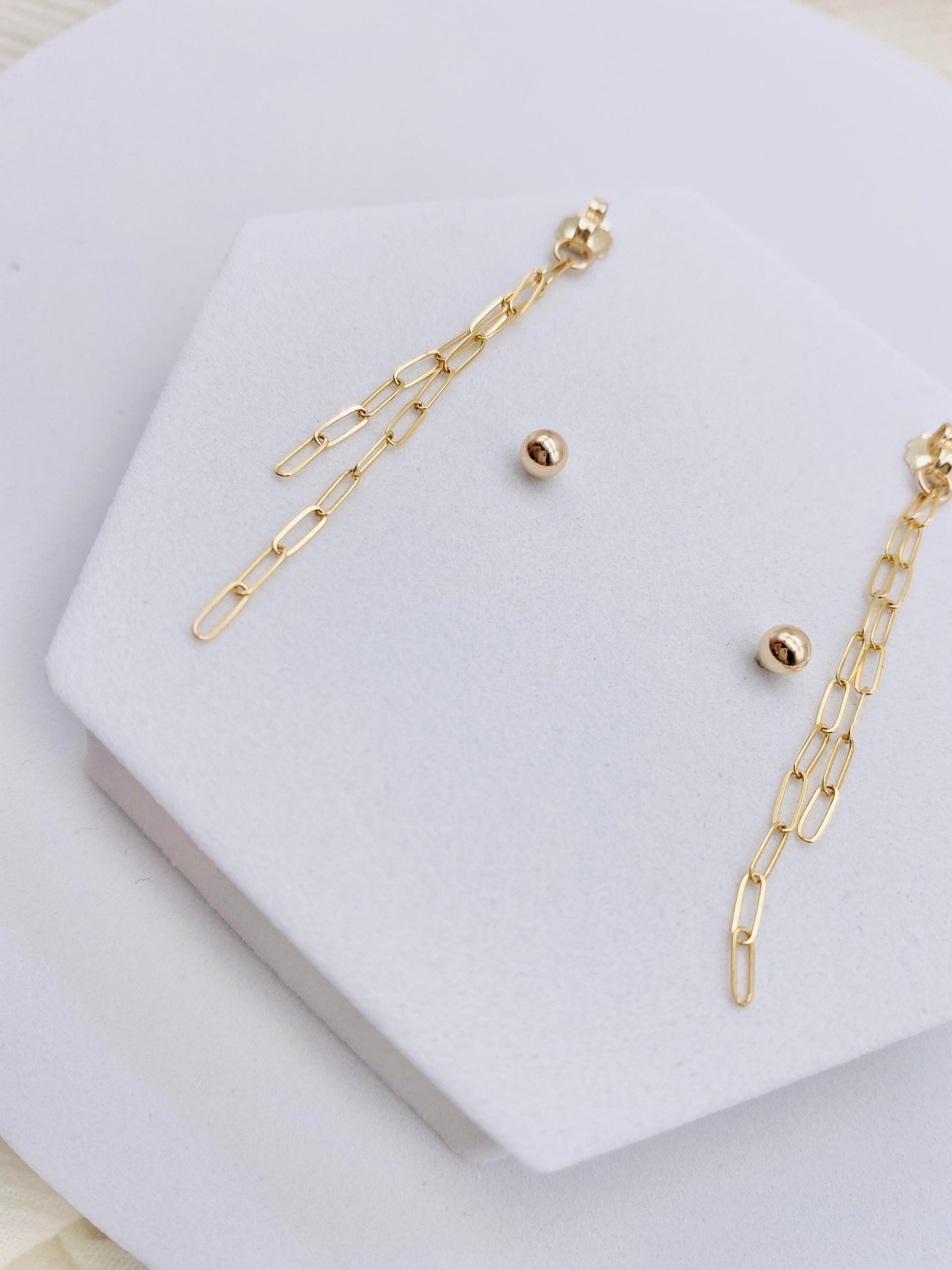 4mm Stud w/ Dainty Paperclip Chain